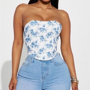 Fashion Nova Blue Floral Corset